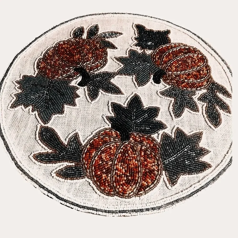 Celebrate Together Hand Embellished Set of 3 Pumpkin & Fall Leaves 15